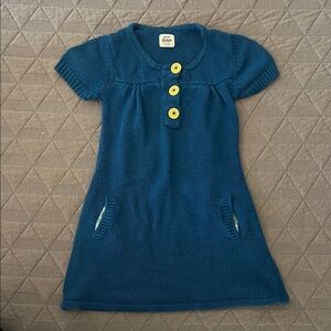 mini Boden Blue Knit Dress with Yellow Accents